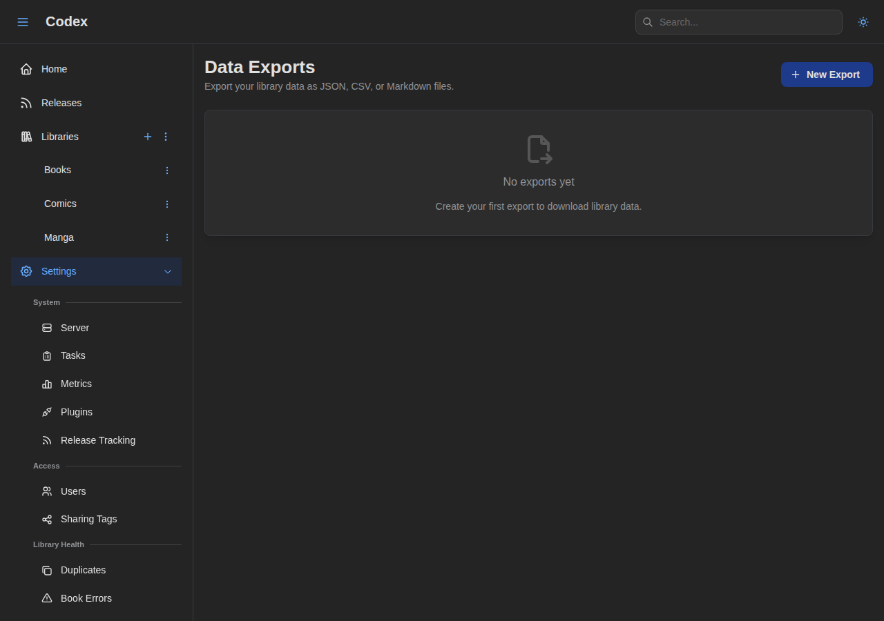 Data Exports Settings