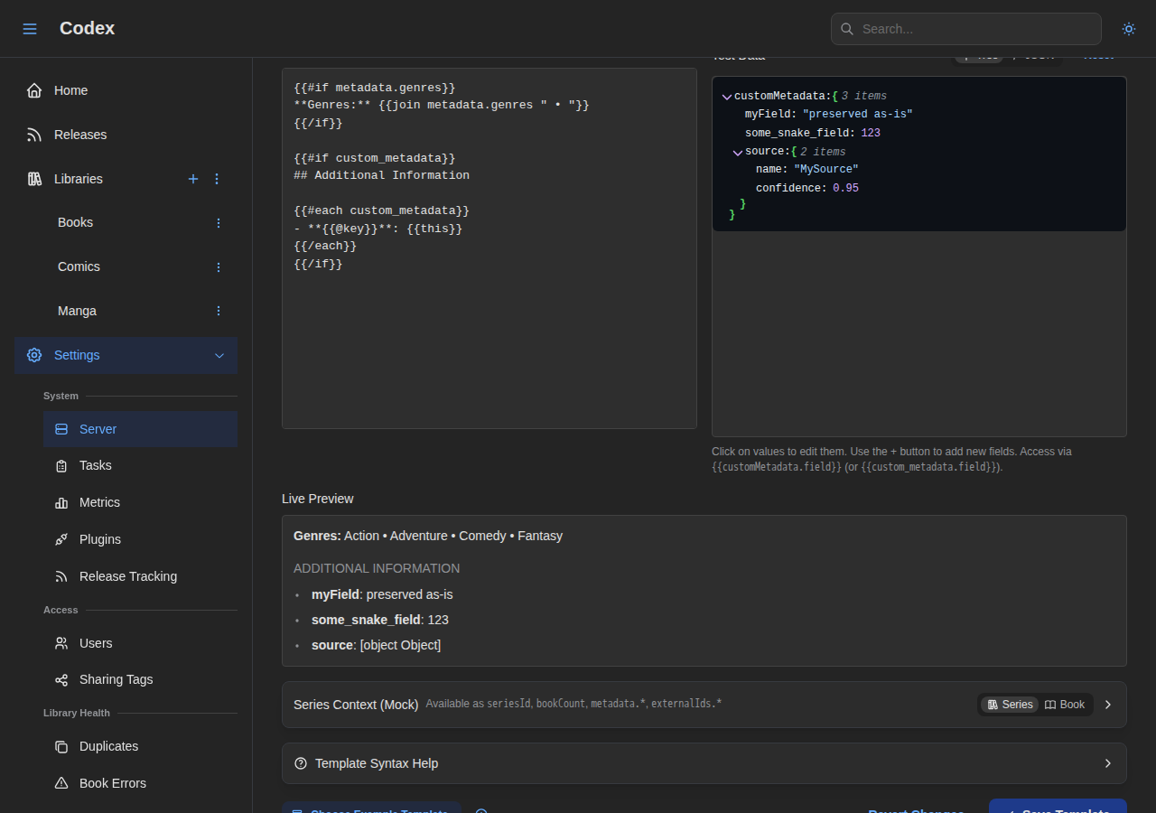 Custom Metadata on Series